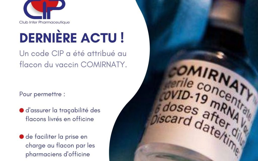 Dernière actu - Vaccin Comirnaty obtient un code CIP
